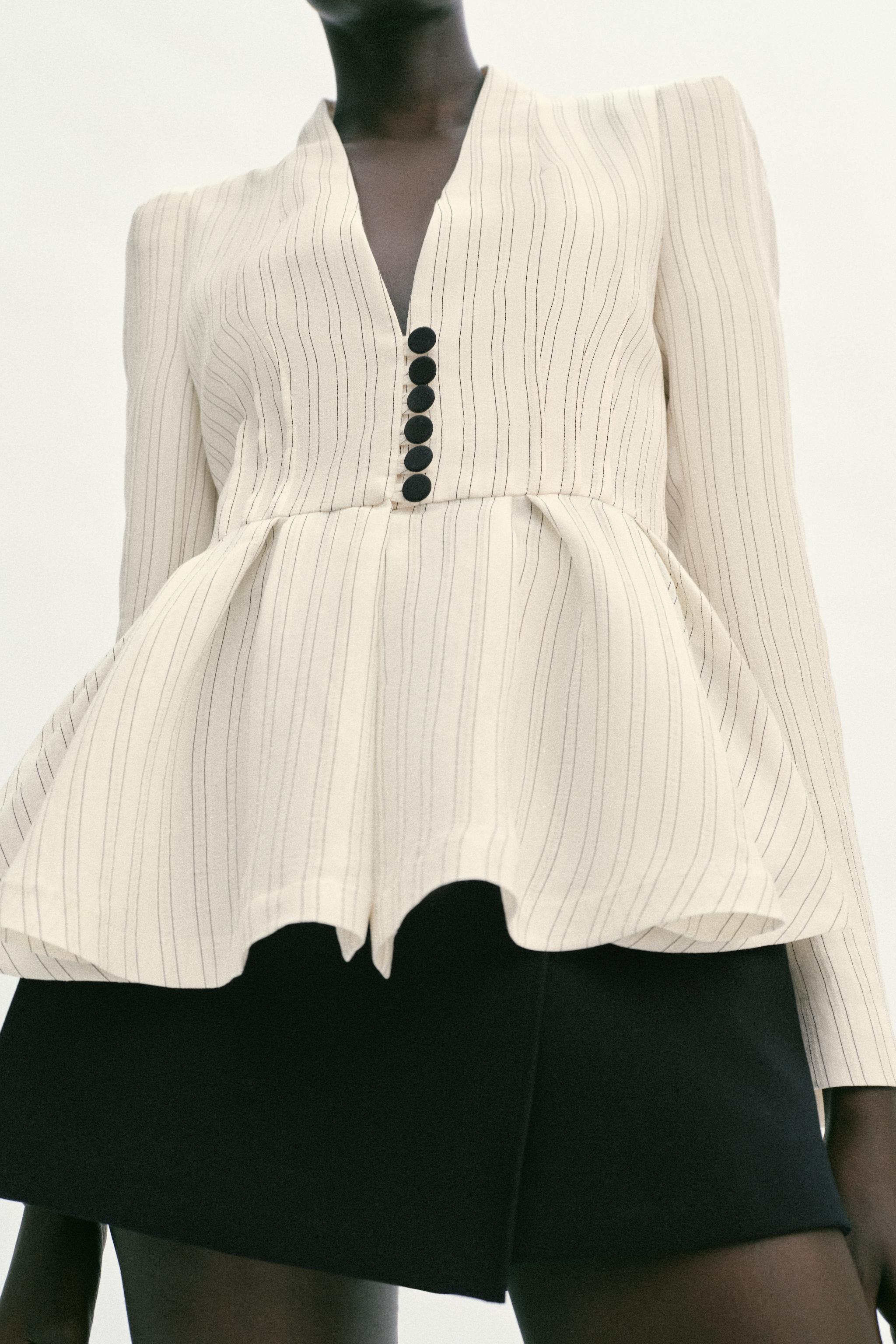STRIPED PEPLUM BLAZER